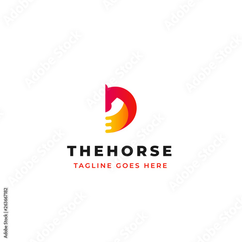 creative horse head vector logo design with letter D symbol icon design.