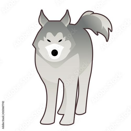 Sled husky dog of polar race cartoon style isolated on white background © LaInspiratriz