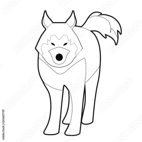 Sled husky dog of polar race cartoon style isolated on white background