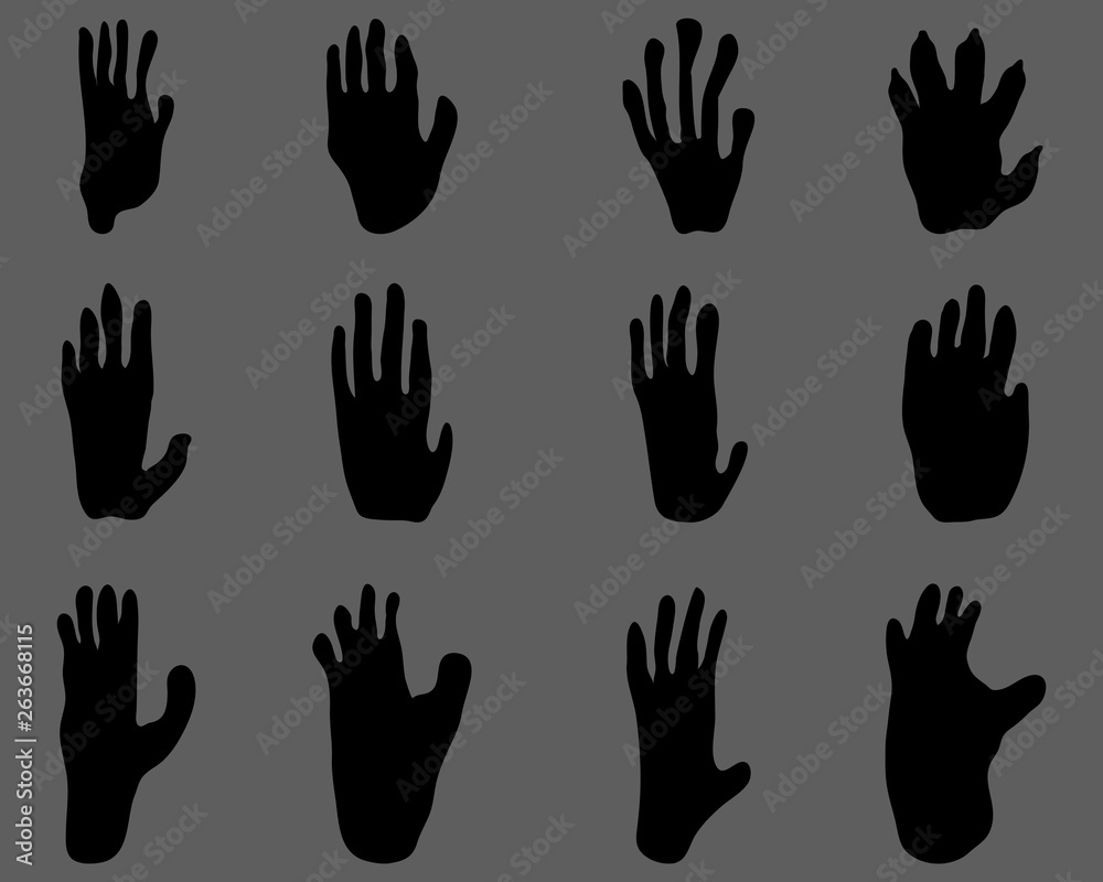 Black footprints of monkey on a gray background Black footprints of monkey on a gray background