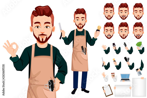 Master barber, handsome cartoon character