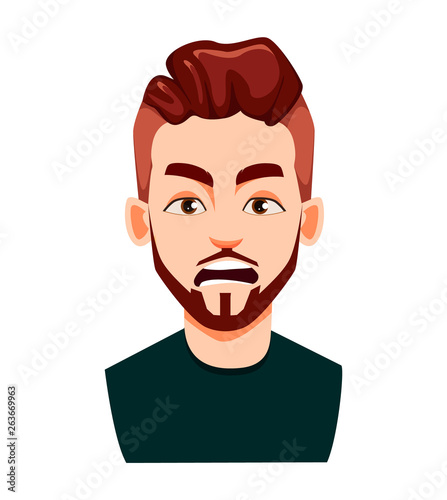 Face expression of stylish modern young man