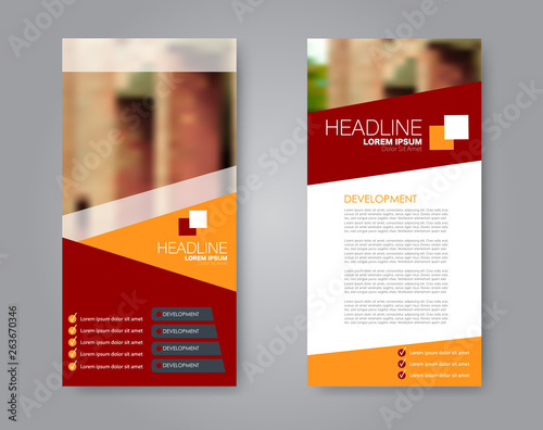 Flyer template. Vectical banner design. Modern abstract two side narrow brochure background. Vector illustration.