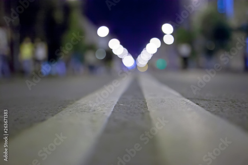 Dividing strip on a city street.