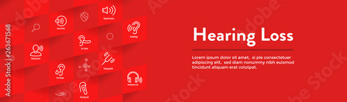 Hearing Aid or loss Web Header Banner w Sound Wave Images Set