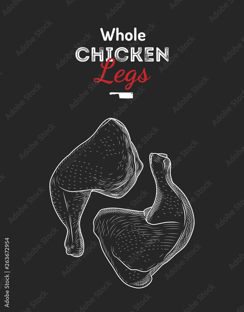 Whole chicken legs drawing vector illustration. Stock Vector Adobe Stock