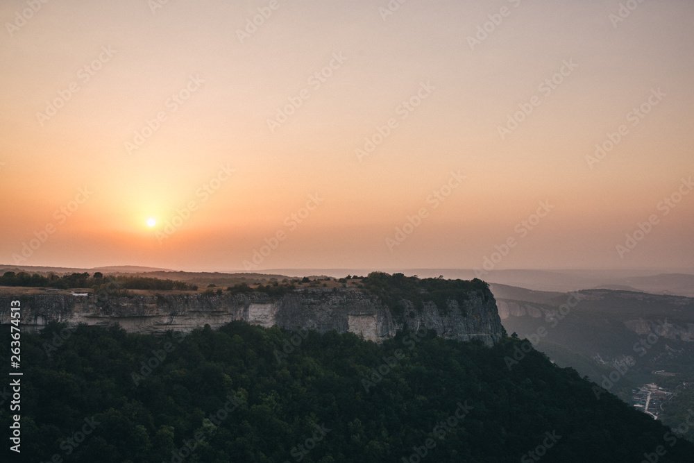 sunset in the mountains in Crimea
