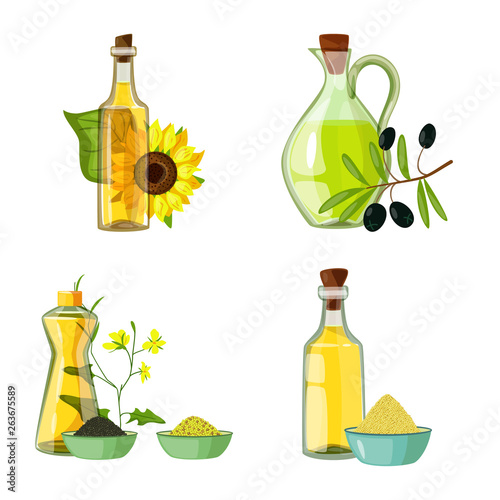 Vector design of bottle and glass  sign. Collection of bottle and agriculture stock symbol for web.