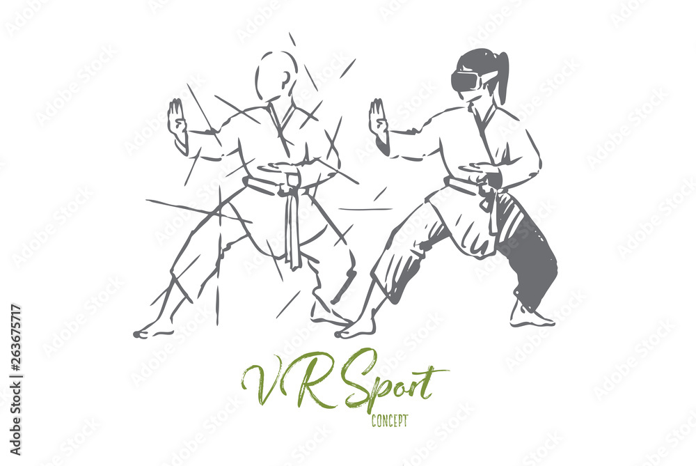 Martial, arts, fight, combat, training concept. Hand drawn isolated vector.