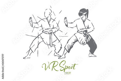 Martial, arts, fight, combat, training concept. Hand drawn isolated vector.
