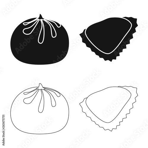 Vector design of products  and cooking logo. Set of products  and appetizer stock symbol for web.