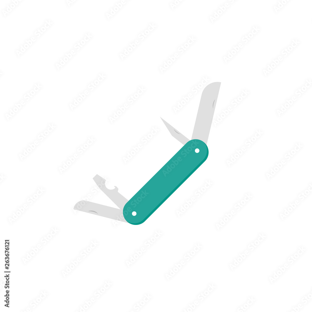 Swiss knife in flat design. Multitool for camping. Vector illustration Swiss knife in flat design. Multitool for camping. Vector illustration