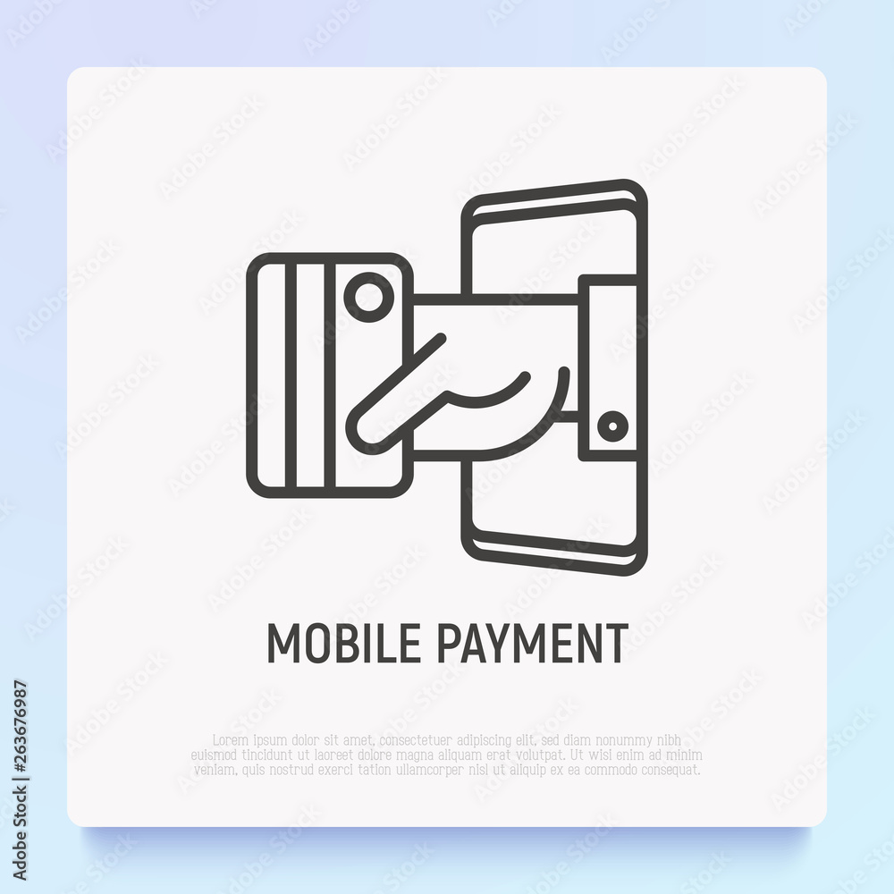 Mobile payment: hand puts out credit card from smartphone. Modern vector illustration. Mobile payment: hand puts out credit card from smartphone. Modern vector illustration.