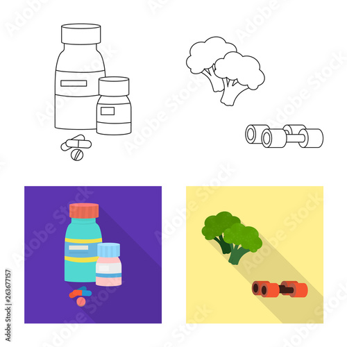 Vector design of diet and treatment  symbol. Set of diet and medicine stock vector illustration.