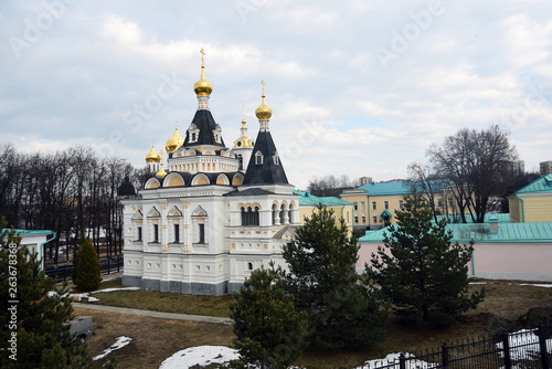 Kremlin in Dmitrov, old historical town in Moscow region, Russia. Color winter photo. Popular landmark.