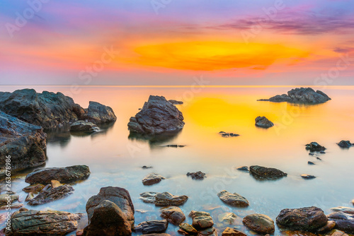 The sea and rocks at sunrise  Phakit Island  Chumphon  Thailand