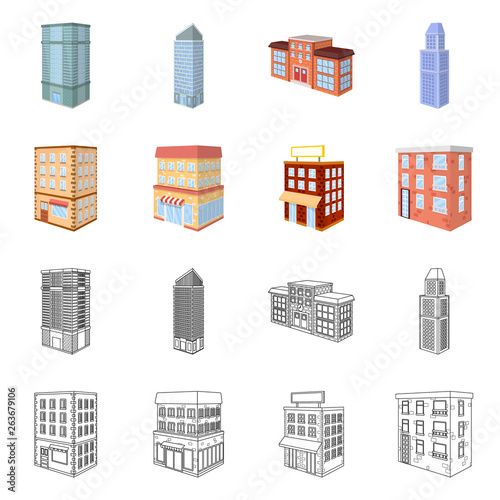 Isolated object of construction and building logo. Set of construction and estate stock symbol for web.