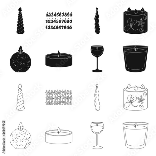 Isolated object of relaxation and flame sign. Set of relaxation and wax stock vector illustration.
