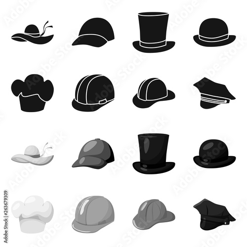 Isolated object of clothing and cap logo. Collection of clothing and beret vector icon for stock.