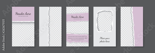 Social media story template vector set with space for text