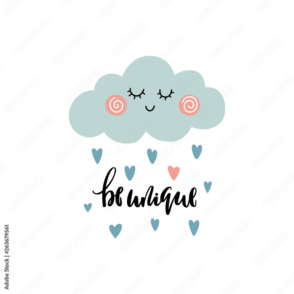 Cute cloud and text illustration