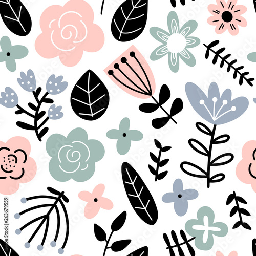 Cute background with abstract flowers