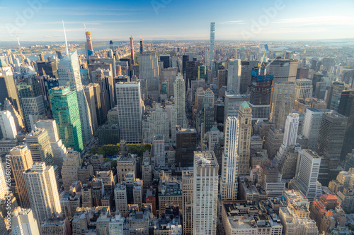 Aerial view of New York City skyline  Manhattan