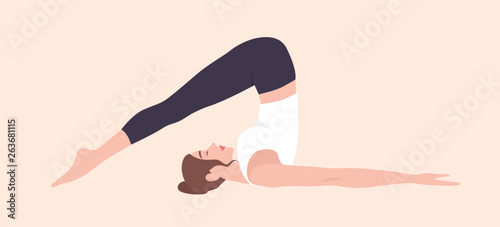 Adorable woman in Halasana position or Plough Pose