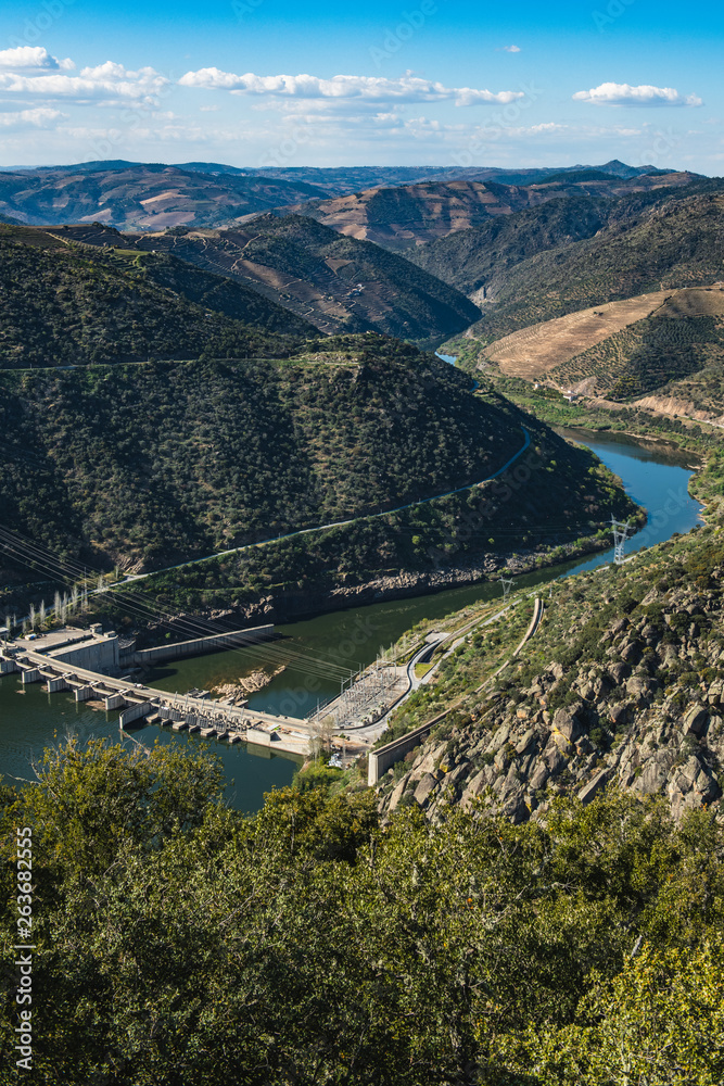 Valeira Dam and surrounding landscape