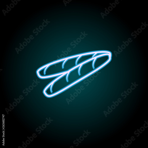 French bread neon icon. Elements of Food set. Simple icon for websites, web design, mobile app, info graphics