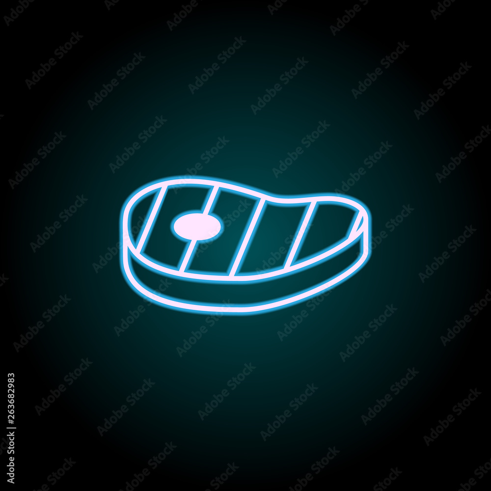 fried steak neon icon. Elements of Food set. Simple icon for websites, web design, mobile app, info graphics fried steak neon icon. Elements of Food set. Simple icon for websites, web design, mobile app, info graphics