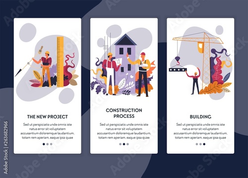 Architectural project construction process and building web page template