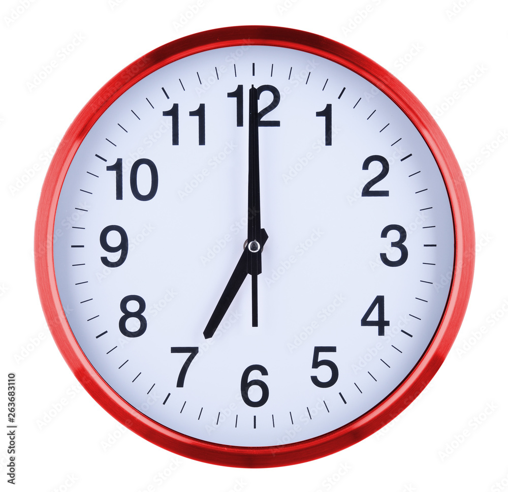 Wall clock isolated on white background. Seven oclock Wall clock isolated on white background. Seven oclock