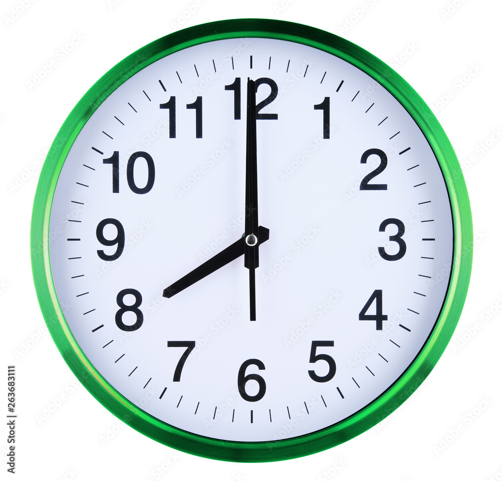 Wall clock isolated on white background. Eight oclock Wall clock isolated on white background. Eight oclock