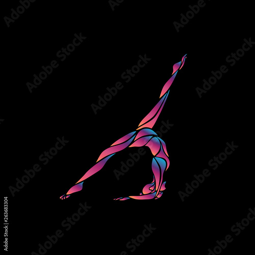 Creative silhouette of gymnastic girl. Art gymnastics vector