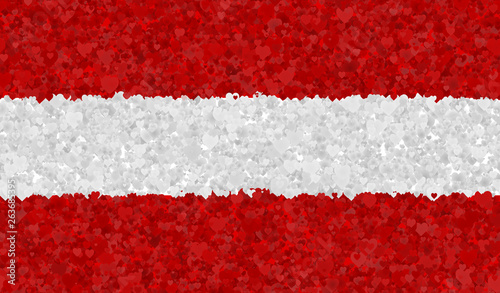 Graphic illustration of an Austrian flag with a heart pattern