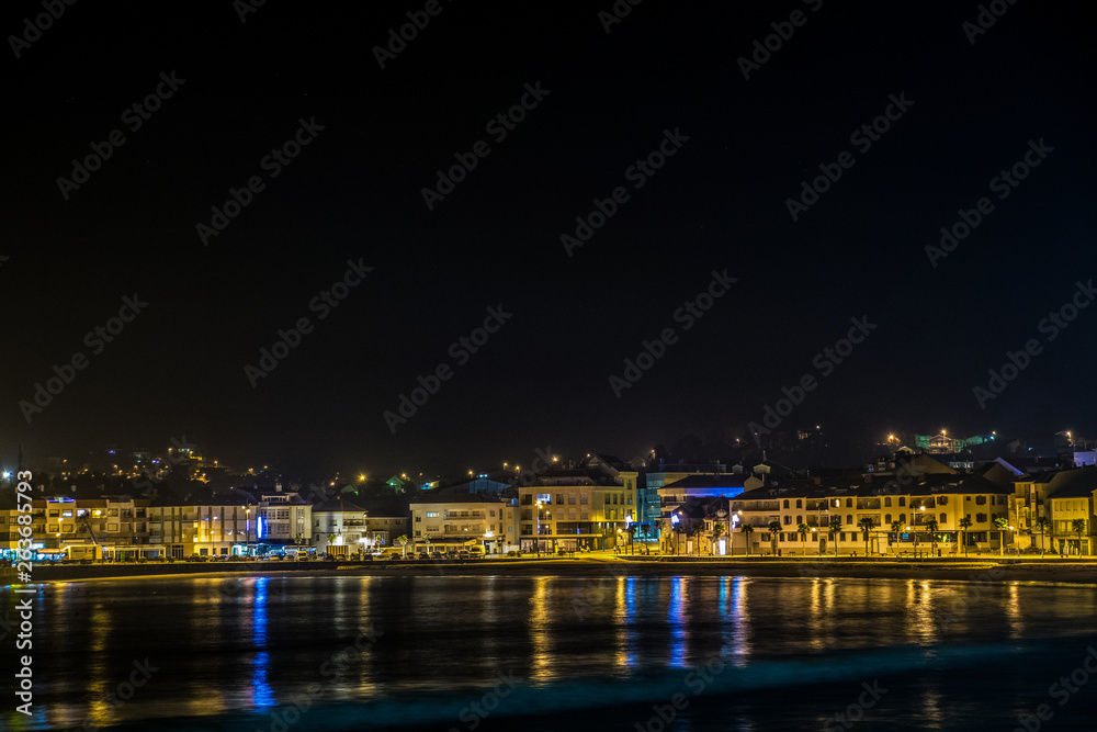 night view of the promenade of the small tourist town of Panxon (Nigran - Pontevedra)