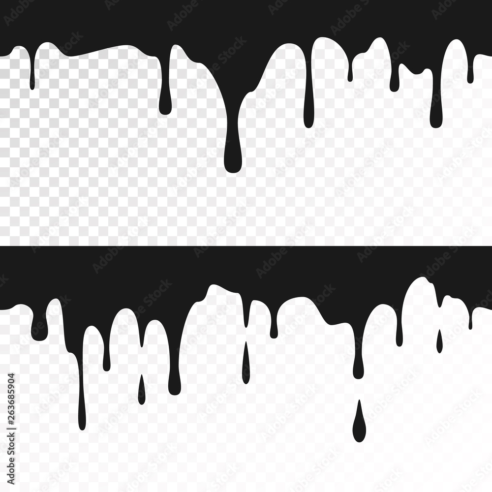 Black ink drips. Seamless Dripping Paint Texture. Vector illustration isolated on white background Black ink drips. Seamless Dripping Paint Texture. Vector illustration isolated on white background