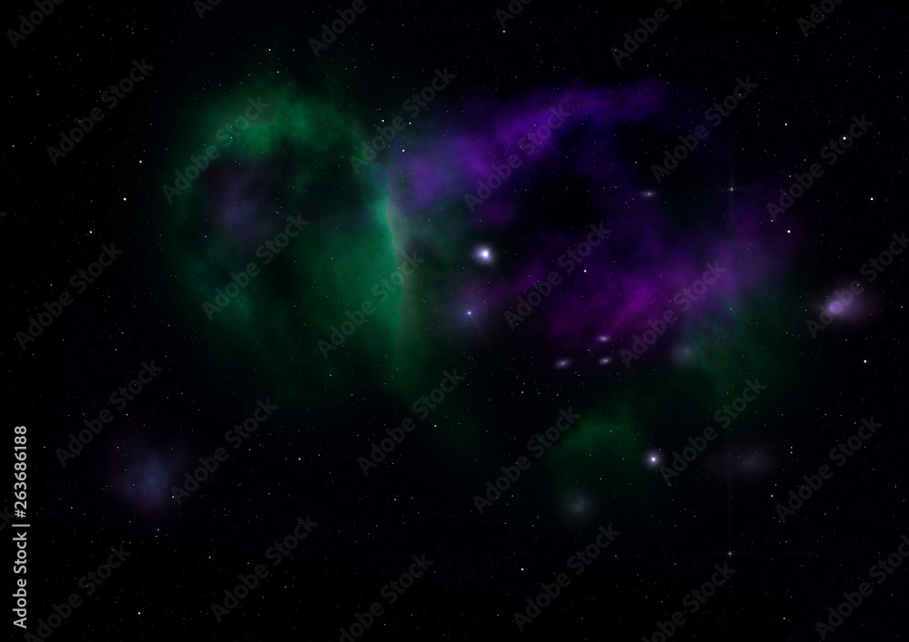 Fototapeta premium Star field in space and a nebulae. 3D rendering