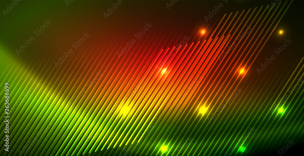 Neon glowing wave, magic energy and light motion background Neon glowing wave, magic energy and light motion background