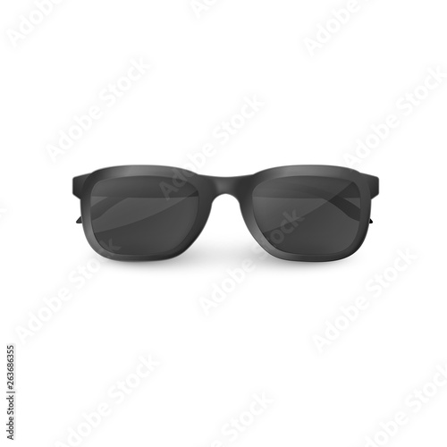 Elegant black sunglasses with clear glasses. Vector illustration isolated on white background