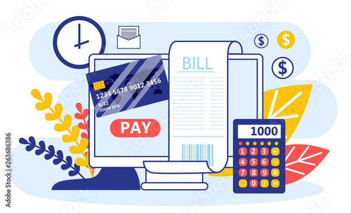Online bill payment through the computer concept