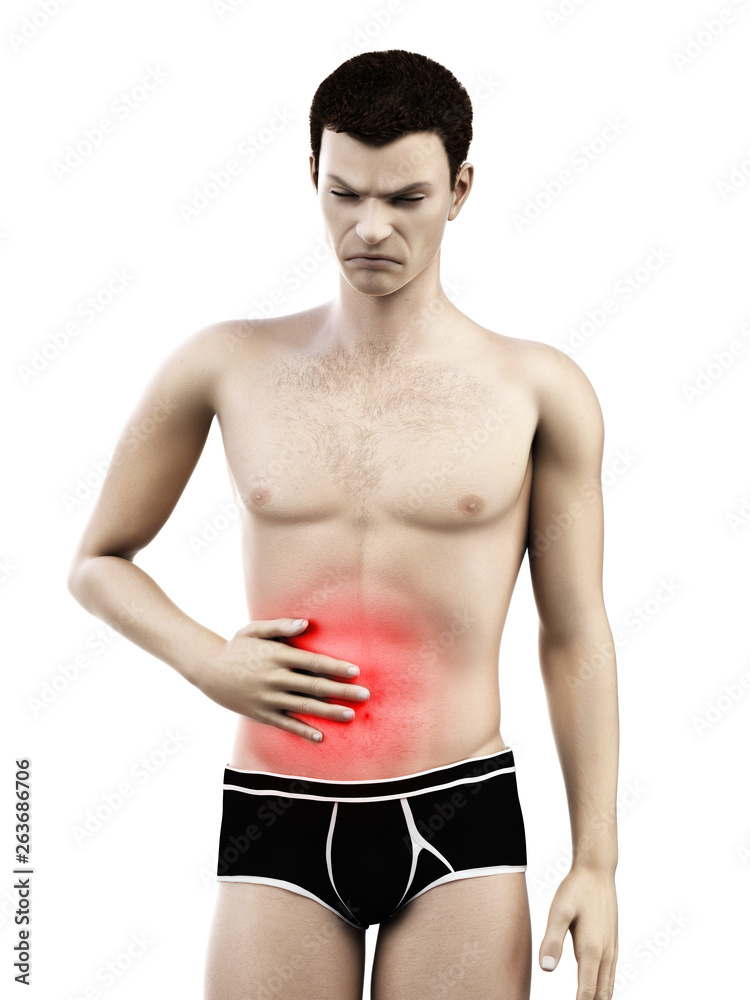 Fototapeta premium 3d rendered medically accurate illustration of a mans painful stomach