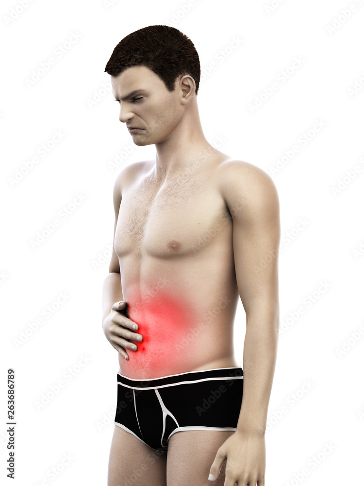 Fototapeta premium 3d rendered medically accurate illustration of a mans painful stomach