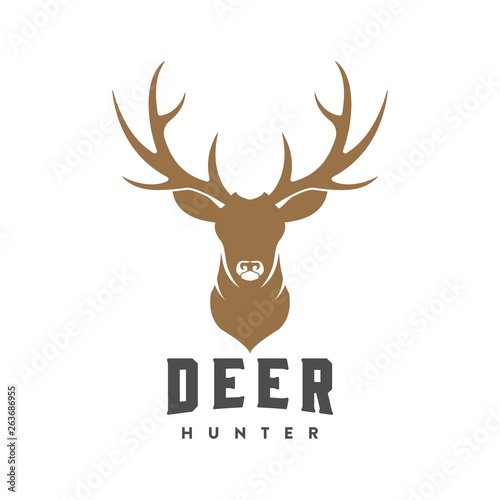 Fototapete vintage deer head logo illustration