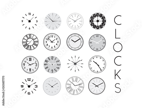 clocks collection vector illustration.  clock icons. 