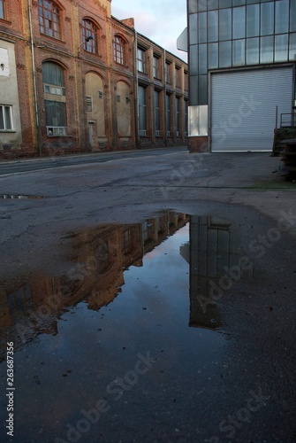 Puddle in an industrial area