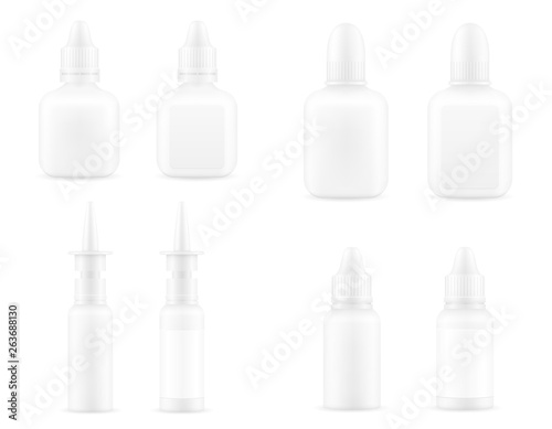 medical drops in a plastic bottle for the treatment of diseases empty template blank stock vector illustration