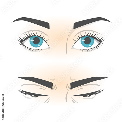 Eye exercise. Movement for eyes relaxation. Eyeball, eyelash