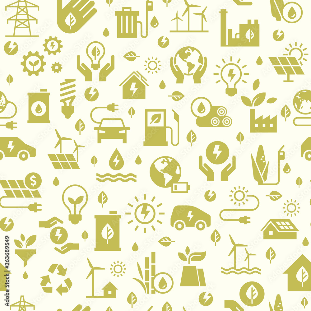 Vector design with seamless ecology pattern and green energy concept in ...